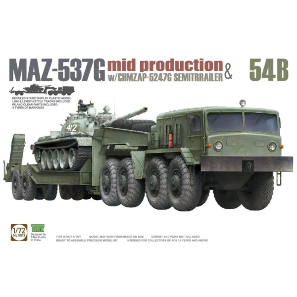 ТА5013 1/72 MAZ-537G w/ChMZAP-5247G Semi-trailer mid production & T-54B