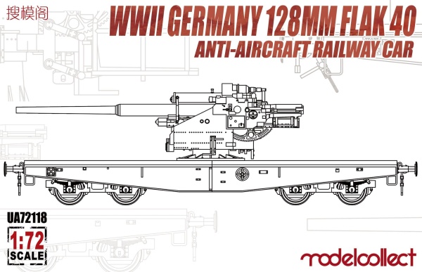 UA72118 WWII Germany 128mm Flak 40 Anti-aircraft Railway Car