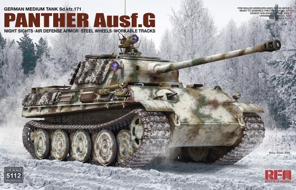 RM-5112 Немецкий танк PANTHER AUSF.G W/NIGHT SIGHTS & AIR DEFENSE ARMOR & STEEL WHEEL