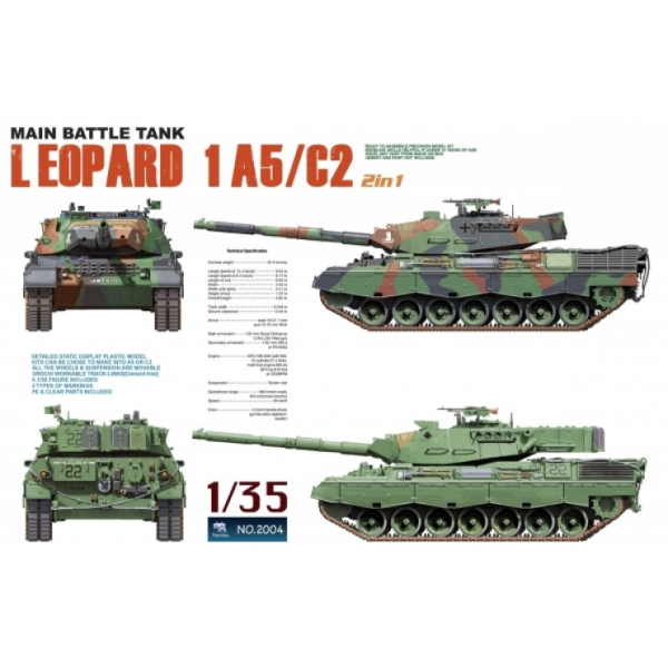 ТА2004 1/35 Боевой танк Main Battle Tank Leopard 1 A5/C2 2 in 1