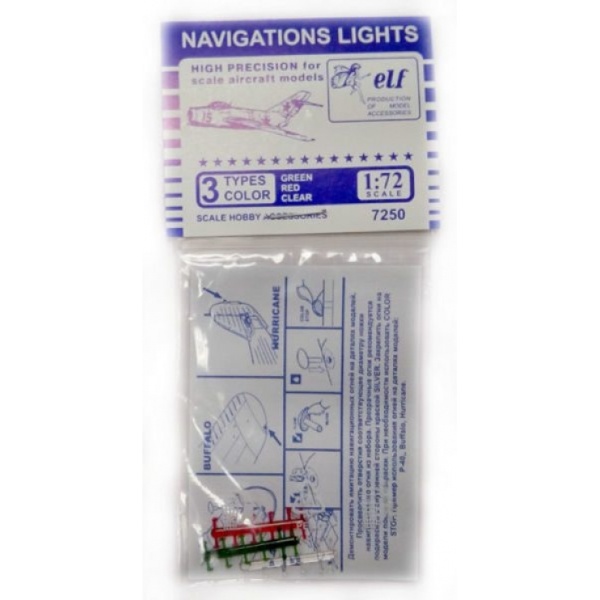 ELF F7250 G Навигационные огни, 12х3 шт. Зеленые, Красные, Прозрачные.