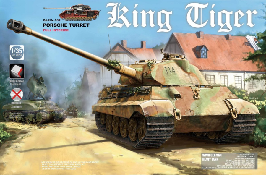 ТА2074 1/35 WWII German Heavy Tank Sd.Kfz.182 King Tiger Porsche Turret w/interior [without Zimmeri