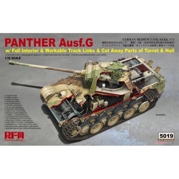 RM-5019 1/35 Panther Ausf.G w/ Full Interior & Cut Away Parts of Turret & Hul