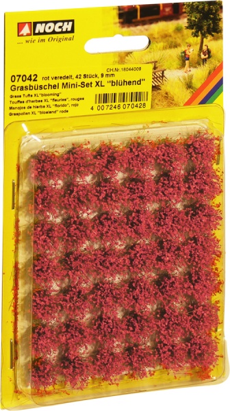 07042 Пучки травы Grass Tufts XL“blooming” red, 42 pieces, 9