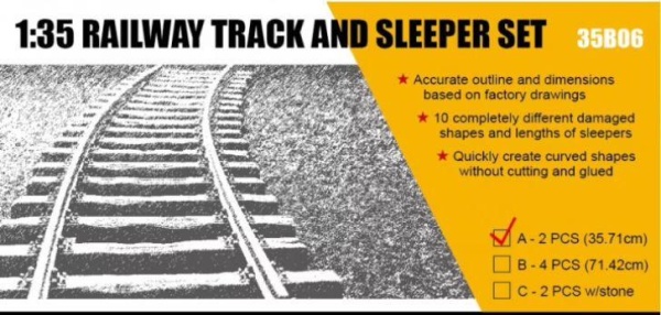 35B06-A 1/35 RAILWAY TRACK AND SLEEPER SET (2 PCS - Length 35.71 cm)