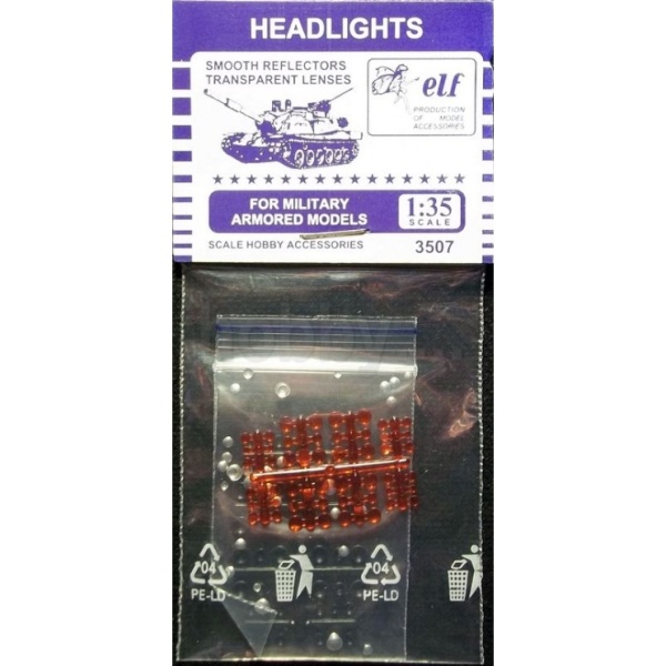 ELF 3507 R Катафоты красные (48 шт.)Корпуса фар 48 шт. отражатели отдельно+48 красных линз.