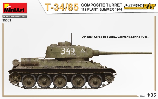 MA35301 Советский танк Тип-34/85 112 завода с композитной башней. Лето 1944 г. С интерьером