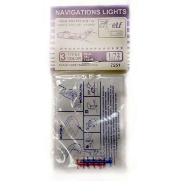 ELF F7251 B Навигационные огни, 12х3 шт. Синие, Красные, Прозрачные.