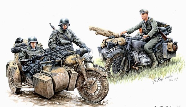 MB3548F Kradschutzen: German motorcycle troops on the move