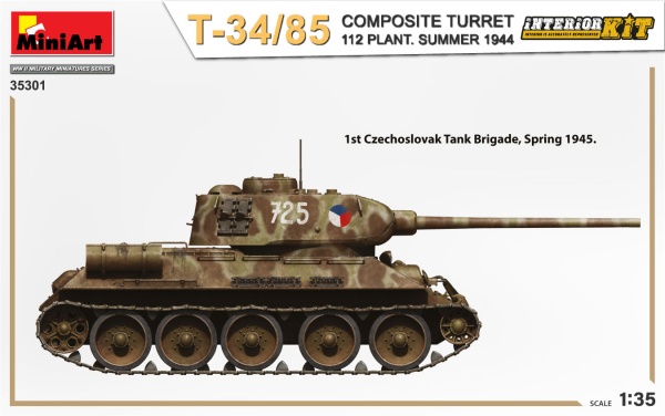 MA35301 Советский танк Тип-34/85 112 завода с композитной башней. Лето 1944 г. С интерьером