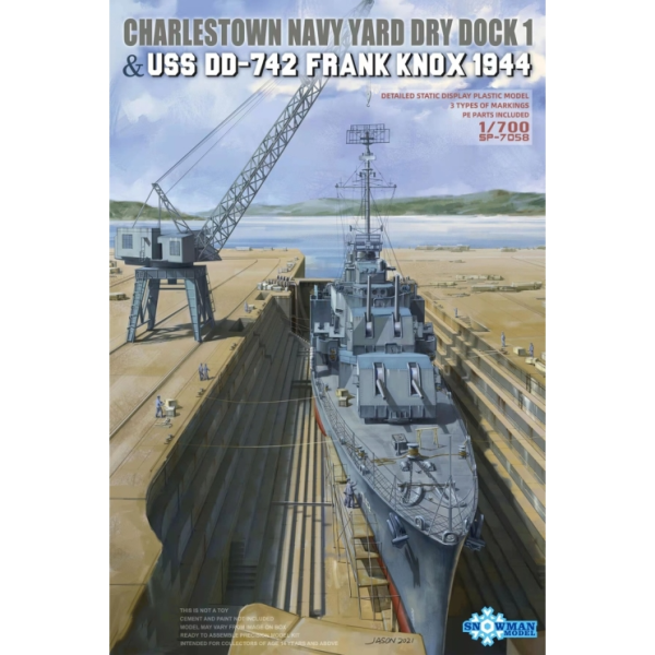 SP-7058 1/700 CHARLESTOWN NAVY YARD DRY DOCK 1 & USS DD-742 FRANK KNOX 1944