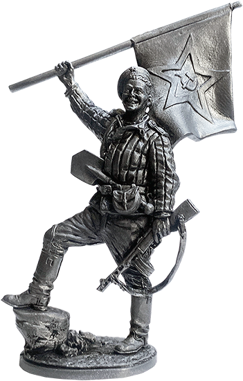 WW2-81 Краснофлотец морской пехоты с флагом (гюйсом), 1943-45гг.