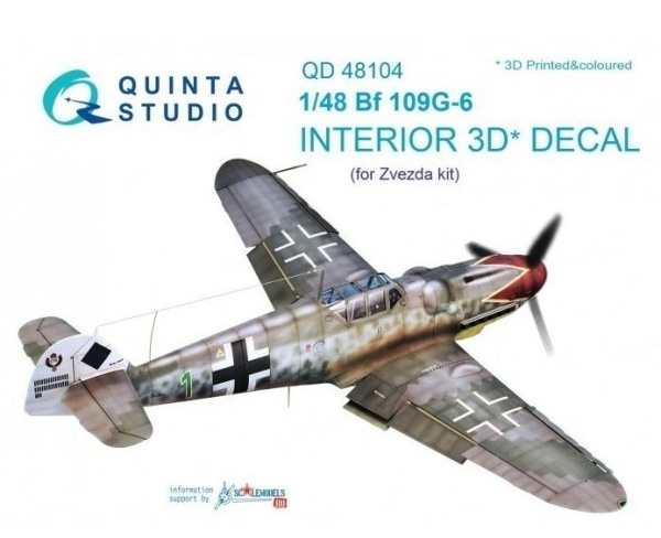 QD48104 3D Декаль интерьера кабины Bf 109G-6 (для модели Звезда)