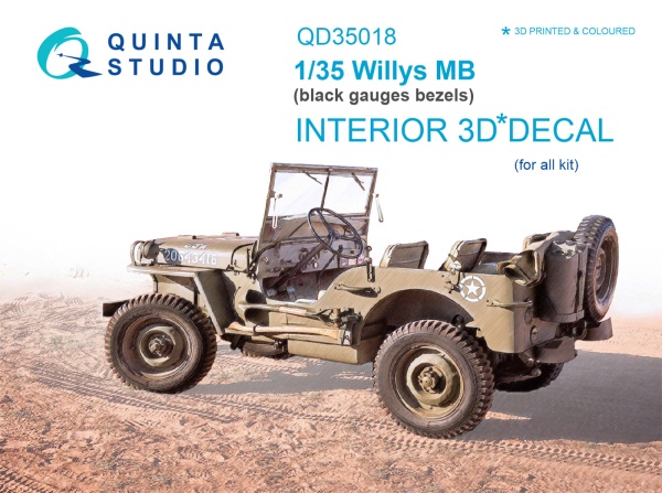 QD35018 1/35 3D Декаль интерьера кабины для Willys MB (для любых моделей)