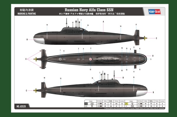 83528 Подводная лодка Russian Navy Alfa Class SSN (Hobby Boss) 1/350