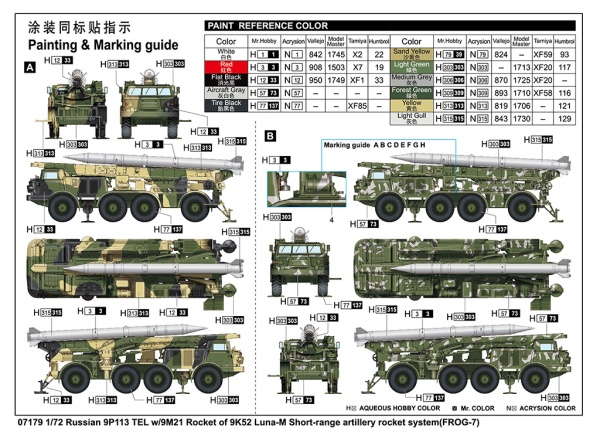 Т07179 Russian 9P113 TEL w/9M21 Rocket of 9K52 Luna-M Short-range artillery rocket system(FROG-7)