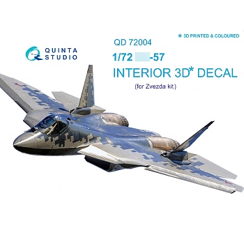 QD72004 1/72 3D Декаль интерьера кабины Су-57 (для модели Звезда 7319) (серые и голубые панели) (пер