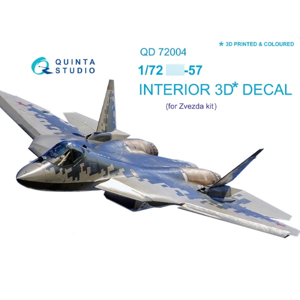QD72004 1/72 3D Декаль интерьера кабины Су-57 (для модели Звезда 7319) (серые и голубые панели) (пер