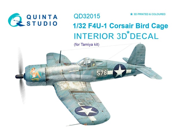 QD32015 1/32 3D Декаль интерьера кабины F4U-1 Corsair (Bird cage) (для модели Tamiya)