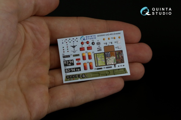 QD35040 3D Декаль интерьера кабины UAZ-452 (Zvezda)