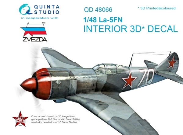 QD48066 1/48 3D Декаль интерьера кабины Ла-5ФН (для модели Звезда)