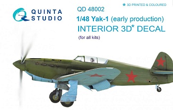 QD48002 3D Декаль интерьера кабины Як-1 (ранние серии) (для любых моделей) (перевыпуск QD48002-Pr