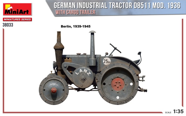 MA38033 "German Industrial Tractor D8511 Mod. 1936 with Cargo Trailer (1 Figure)"