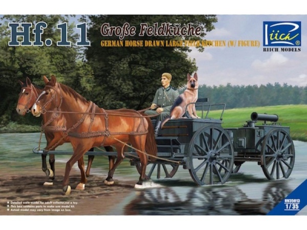 RV35013 1/35 German Horses Drawn Large Field Kitchen Hf.11(two horses & one figure, one dog)