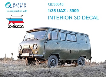 QD35045 3D Декаль интерьера кабины UAZ-3909 (Zvezda)