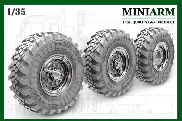 B35216 КамАЗ-4350 Мустанг (двухосник) набор колес под нагрузкой  (4шт+ запаска)