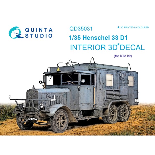 QD35031 1/35 3D Декаль интерьера кабины Henschel 33 D1 (для модели ICM)