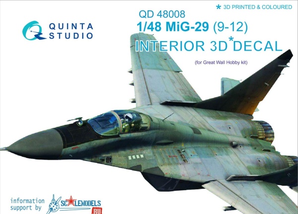 QD48008 3D Декаль интерьера кабины МиГ-29 (9-12)  (для модели GWH)