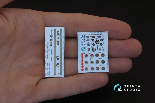 QD35018 1/35 3D Декаль интерьера кабины для Willys MB (для любых моделей)