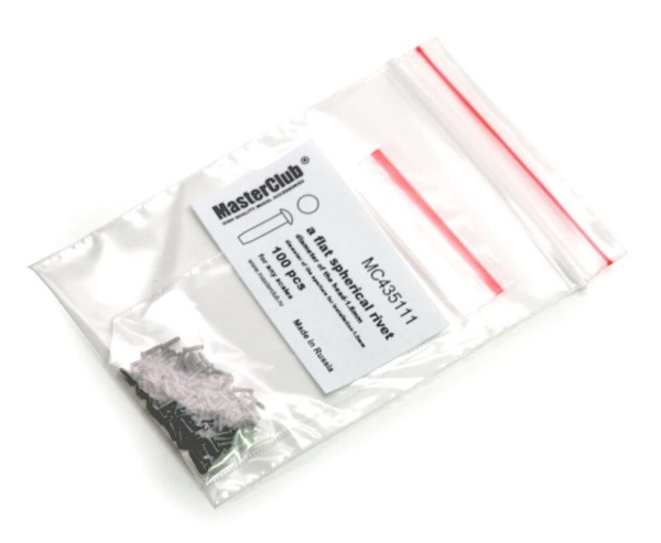 MC435111 плоская сферическая заклепка, диаметр-1.6mm;  диаметр отверстия для монтажа-1.0mm;  100 шт