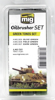 AMIG7502 Ammo Mig OILBRUSHER GREEN TONES SET  AMIG7502 Ammo Mig OILBRUSHER GREEN TONES SET
