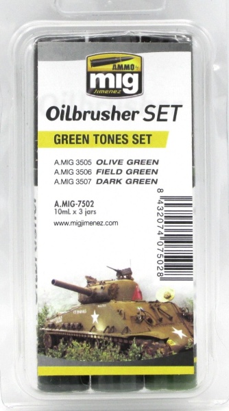 AMIG7502 Ammo Mig OILBRUSHER GREEN TONES SET  AMIG7502 Ammo Mig OILBRUSHER GREEN TONES SET