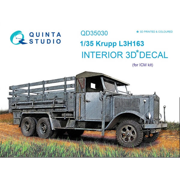 QD35030 1/35 3D Декаль интерьера кабины Krupp L3H163 (для модели ICM)