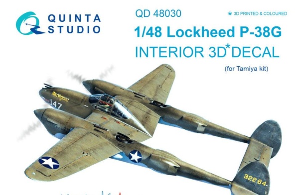 QD48030 3D Декаль интерьера кабины P-38G (для модели Tamiya)