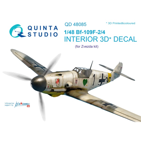 QD48085 3D Декаль интерьера кабины Bf 109F-2/F-4 (для модели Звезда)