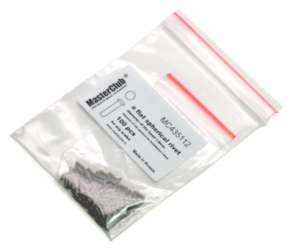 MC435112 Плоская сферическая заклепка, диаметр-1.8mm; диаметр отверстия для монтажа-1.5mm; 100 шт.