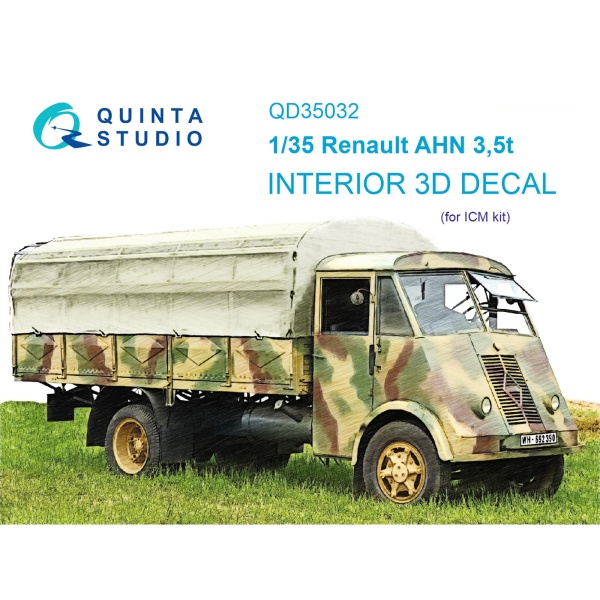 QD35032 1/35 3D Декаль интерьера кабины Renault AHN 3.5t (ICM)