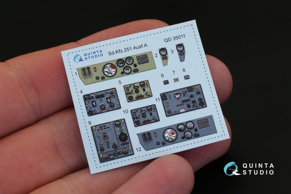 QD35011 1/35 3D Декаль интерьера кабины для KFZ 251 Ausf.A (для модели ICM)