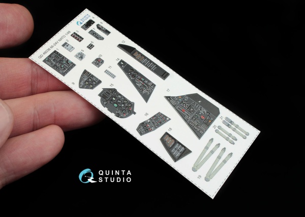 QD48036 3D Декаль интерьера кабины М-И-24В НАТО (черные панели) (для модели Звезда)