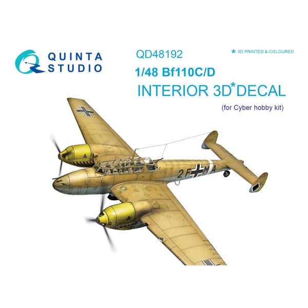 QD48192 1/48 3D Декаль интерьера кабины Bf 110C/D (для модели Cyber-hobby)