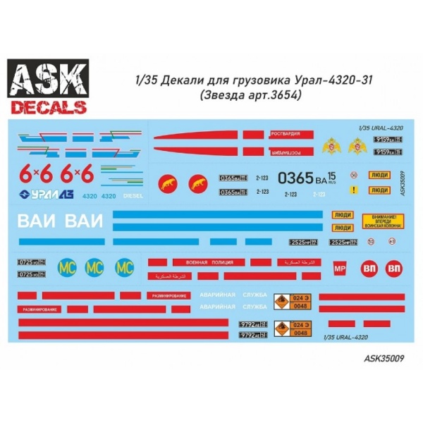 ASK35009 1/35 Декали Урал-4320 НОВИНКА