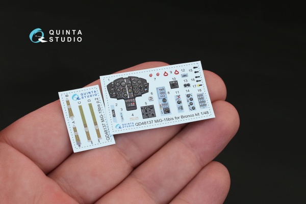 QD48137 1/48 3D Декаль интерьера кабины МиГ-15 бис (для модели Bronco)