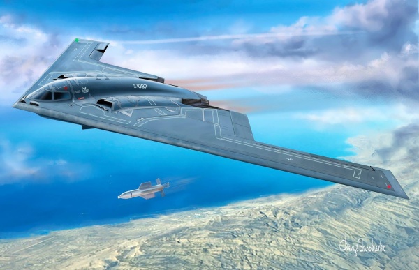 UA72206 USAF B-2A Spirit Stealth Bomber with Mop GBU-57