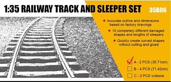 35B06-A 1/35 RAILWAY TRACK AND SLEEPER SET (2 PCS - Length 35.71 cm)