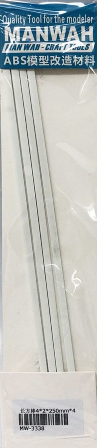 MW-3338 Модельный пруток прямоугольного сечения(ABS-пластик) 4*2*250mm