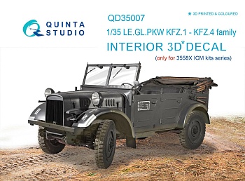 QD35007 1/35 3D Декаль интерьера кабины для KFZ 1-4 (для модели ICM)